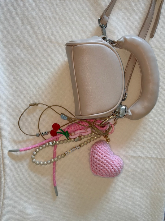 Porte clefs/Sac cœur rose