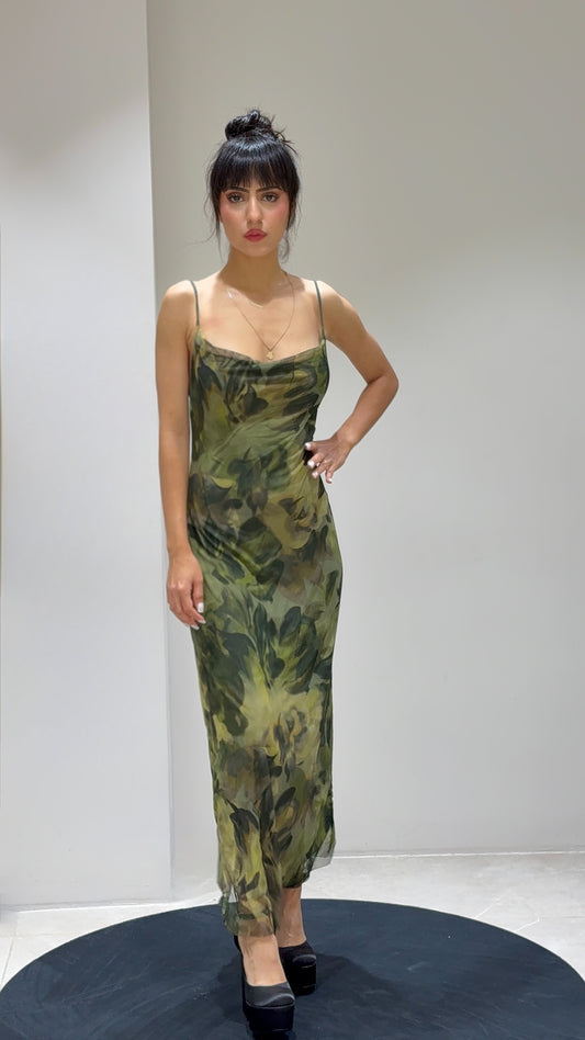 Robe verte imprimée
